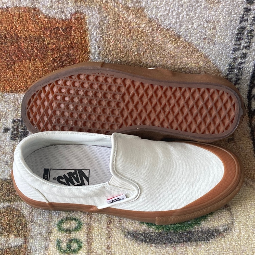 Vans Slip-On Pro Shoes Sneakers Pearl Gum White Tan Size 9 Women’s = 7.5 Mens - Picture 16 of 16